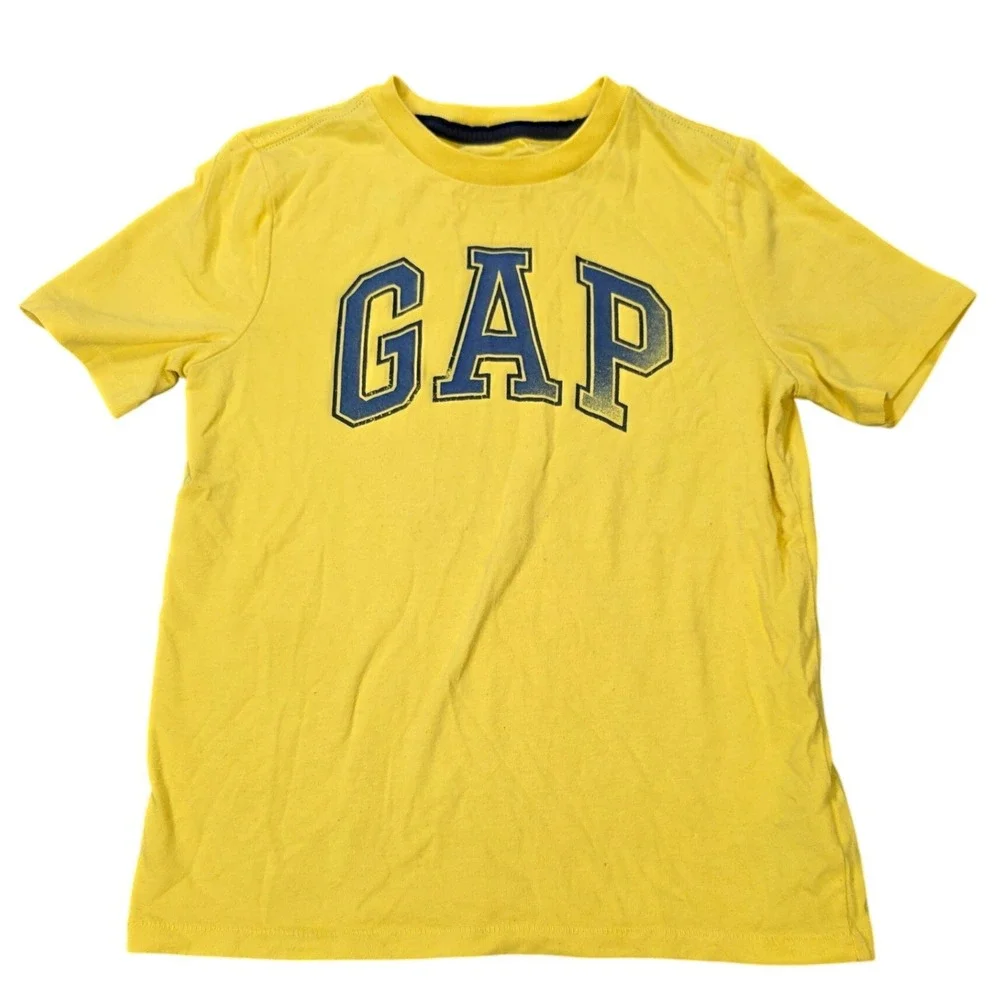 Gap Kids‎ Graphic Logo T-Shirt Boy's Size Small Yellow Short Sleeve Cotton Blend